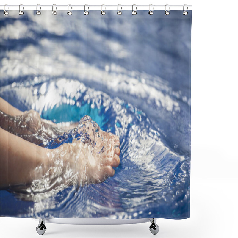 Personality  Children Foot Swimming Pool Background   Shower Curtains