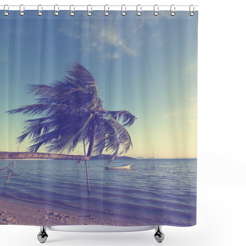 Personality  Palm Tree And Seascape Shower Curtains