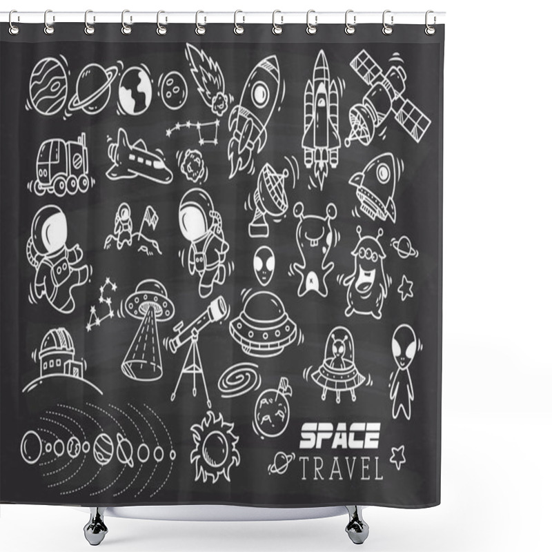 Personality  Space Themed Doodle Shower Curtains