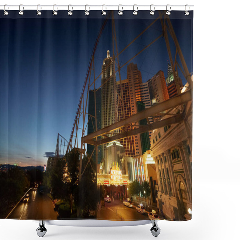 Personality  City Scene Illuminated At Night And Modern Structure Shower Curtains