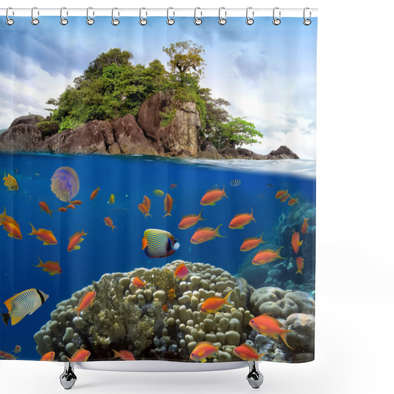 Personality  Photo Of A Coral Colony On A Reef Top Shower Curtains