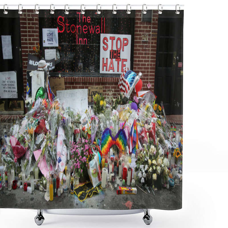 Personality  Memorial Outside The Gay Rights Landmark Stonewall Inn For The Victims Of The Mass Shooting In Pulse Club, Orlando Shower Curtains