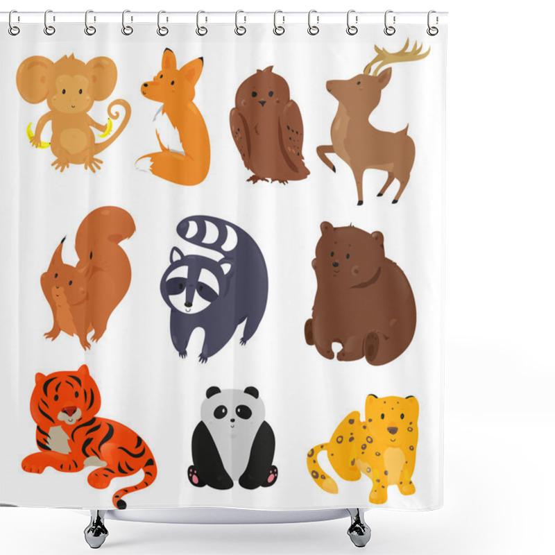 Personality  Set Of Cute Cartoon Animals Shower Curtains