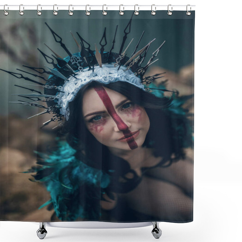 Personality  Portrait Of Young Woman In The Image Of A Fairy And A Sorceress. Shower Curtains