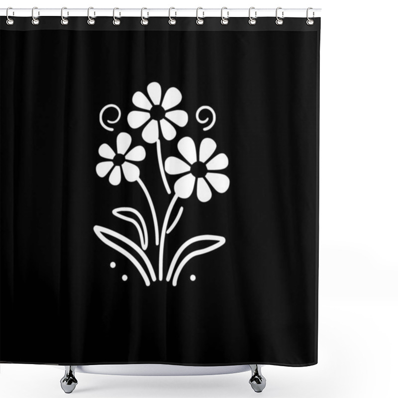 Personality  Flowers - Black And White Vector Illustration Shower Curtains