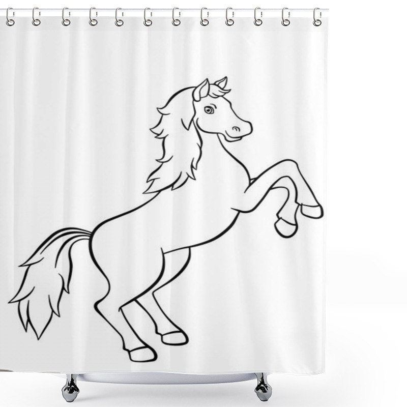 Personality  Cute Horse Jumps And Smiles. Shower Curtains