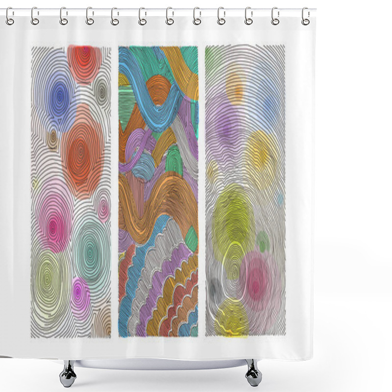 Personality  Vector Abstract Pattern, Curved Lines, Grunge Boho Background Shower Curtains