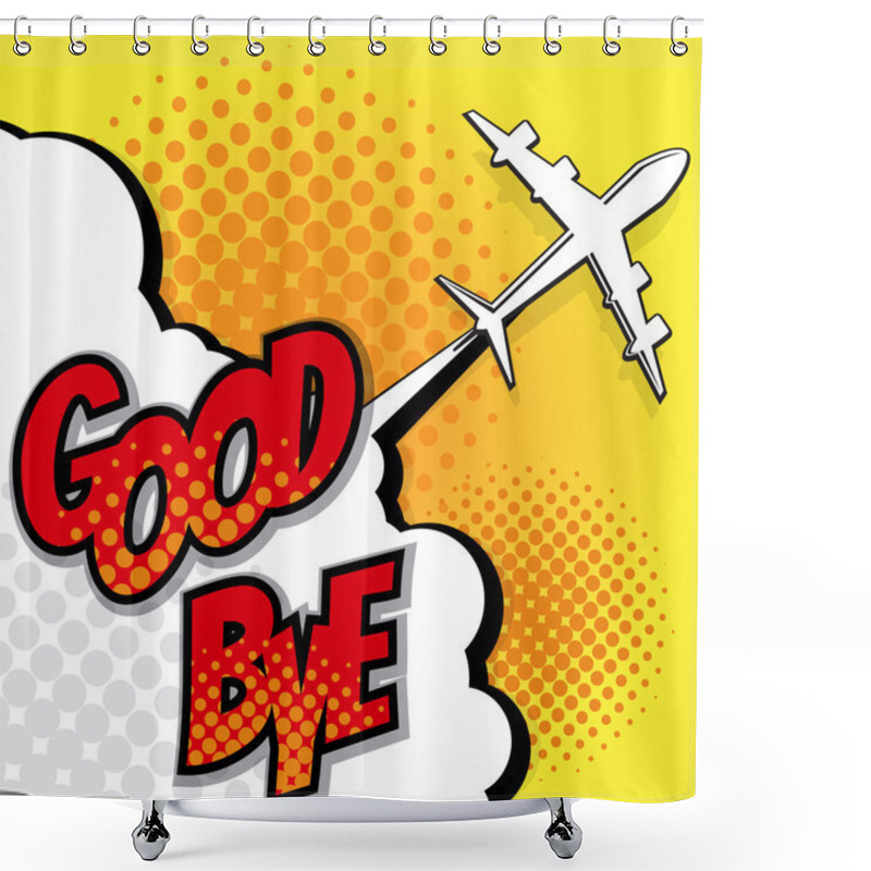 Personality  Good Bye With Airplane Pop Art Background Shower Curtains