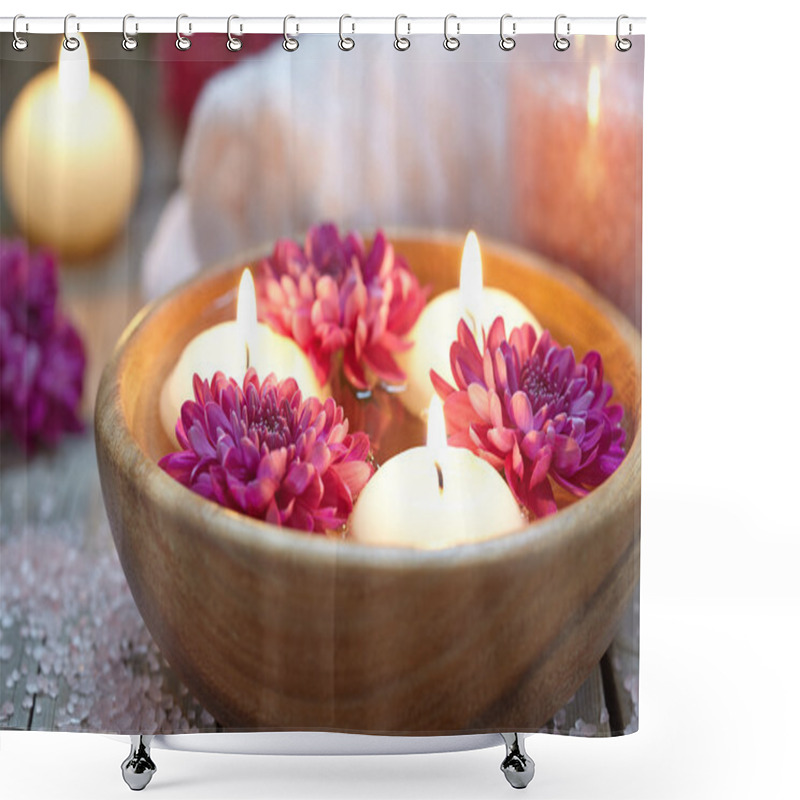 Personality  Spa Theme With Candles And Flowers Shower Curtains