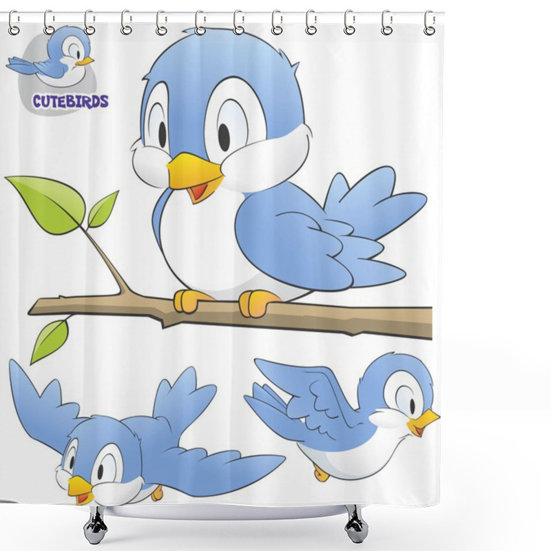 Personality  A Set Of Cute Cartoon Birds Shower Curtains