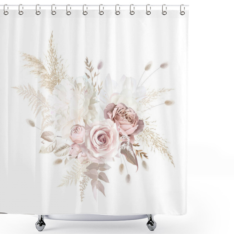 Personality  Boho Beige And Blush Trendy Vector Design Bouquet. Shower Curtains