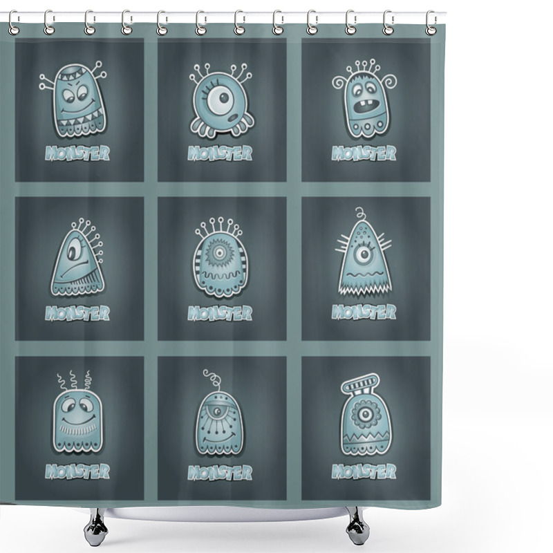 Personality  Vector Cartoon Aliens And Monsters Set Shower Curtains