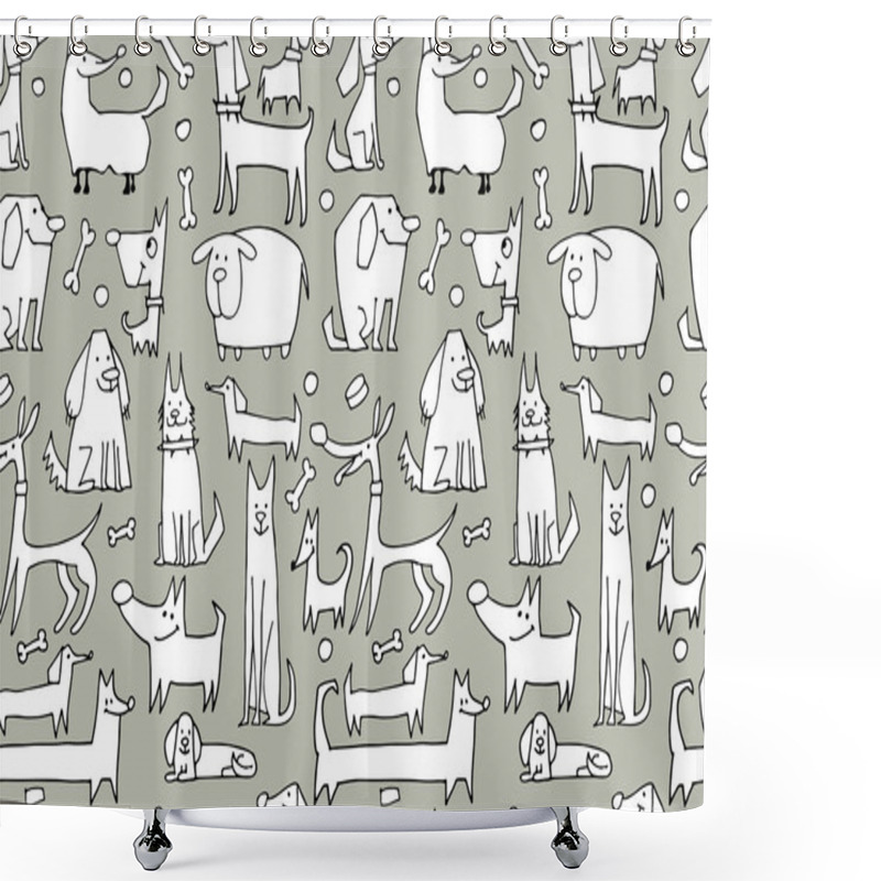 Personality  Funny Dogs Collection, Seamless Pattern For Your Design Shower Curtains