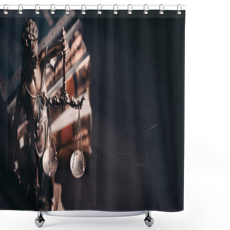 Personality  Lady Justice. Statue Of Justice In Library Shower Curtains