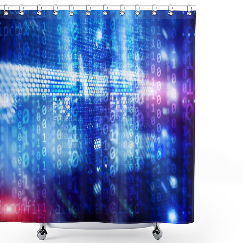 Personality  Binary Code Matrix Digital Internet Technology Concept On Server Room Background. Shower Curtains