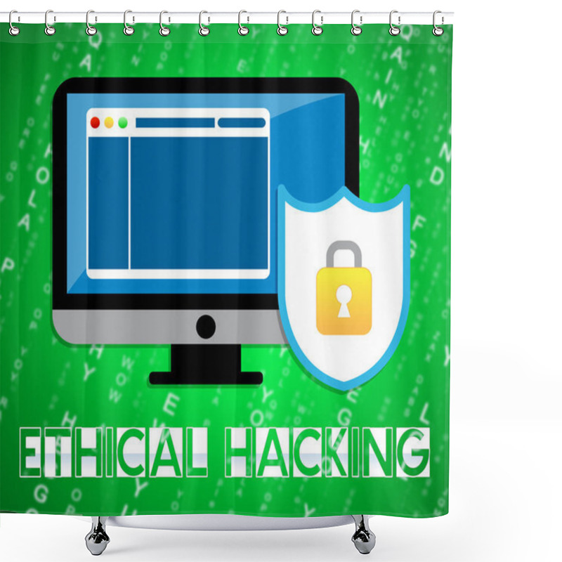 Personality  Ethical Hacking Data Breach Tracking 2d Illustration Shows Corporate Tracking To Stop Technology Threats Vulnerability And Exploits Shower Curtains