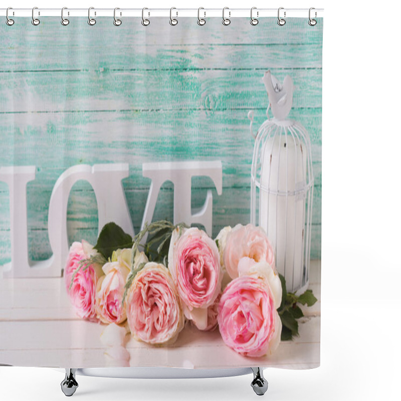 Personality  Sweet Pink Roses Flowers Shower Curtains