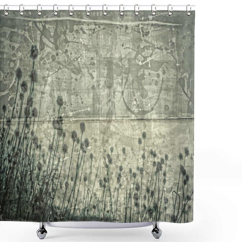 Personality  Grunge Floral Collage Shower Curtains