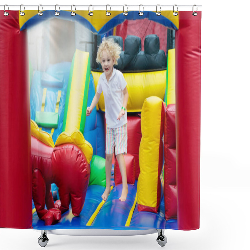 Personality  Child Jumping On Playground Trampoline. Kids Jump. Shower Curtains