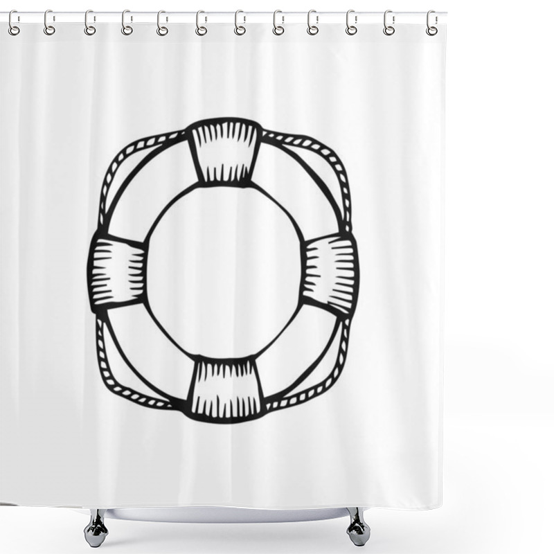 Personality  Hand Drawn Lifebuoy Vector Illustration On White Background. Shower Curtains