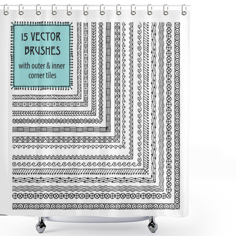 Personality  Vector Set Of Brushes With Outer And Inner Corner Tiles Shower Curtains