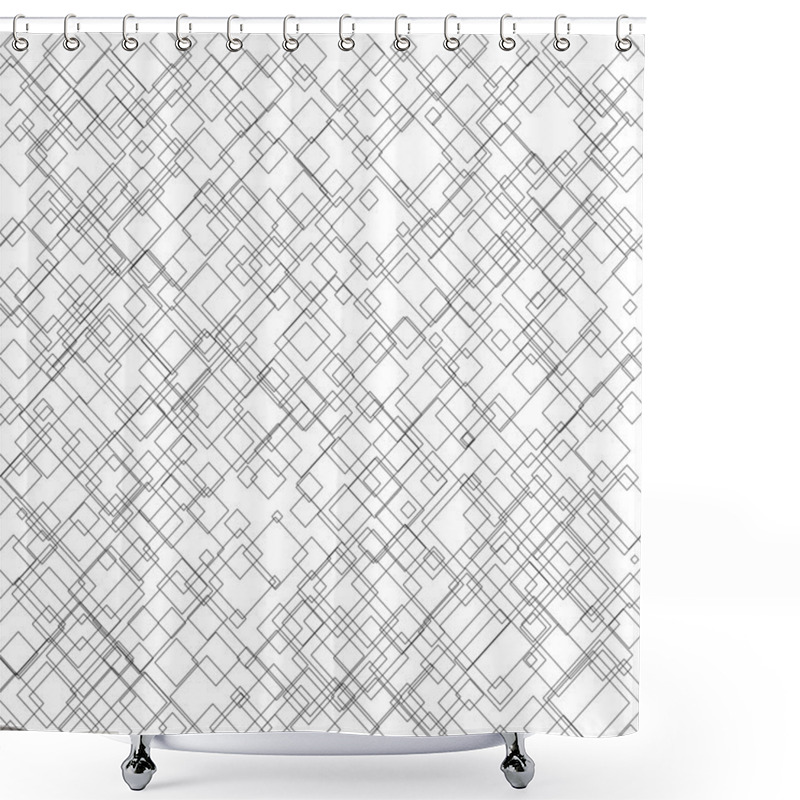 Personality  Pattern With Random Intersecting Squares.  Shower Curtains