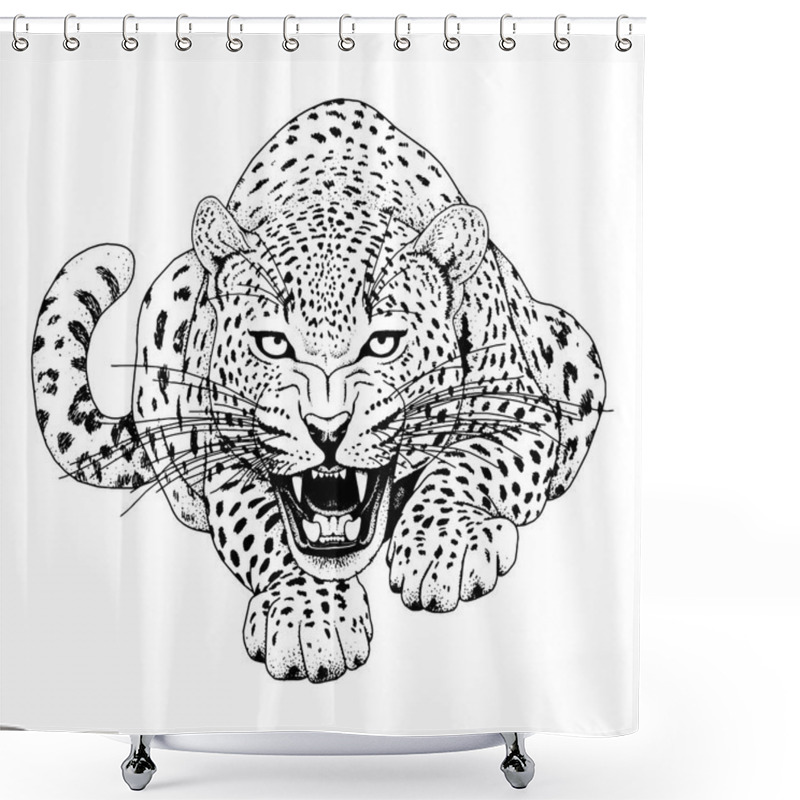 Personality  Leopard Face Tattoo ,Vector Illustration, Print Shower Curtains