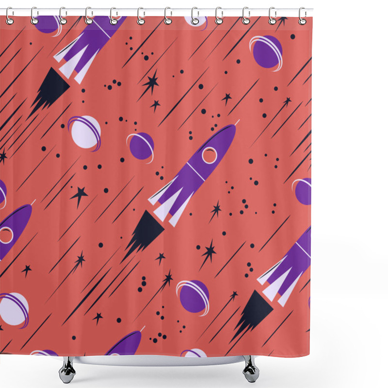 Personality  Space Seamless Pattern Shower Curtains