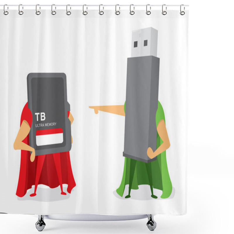 Personality  Technology Battle Between Flash Drive And Memory Card Heroes Shower Curtains