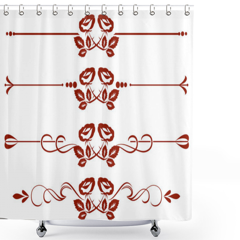 Personality  Set Of Elements With Roses Shower Curtains