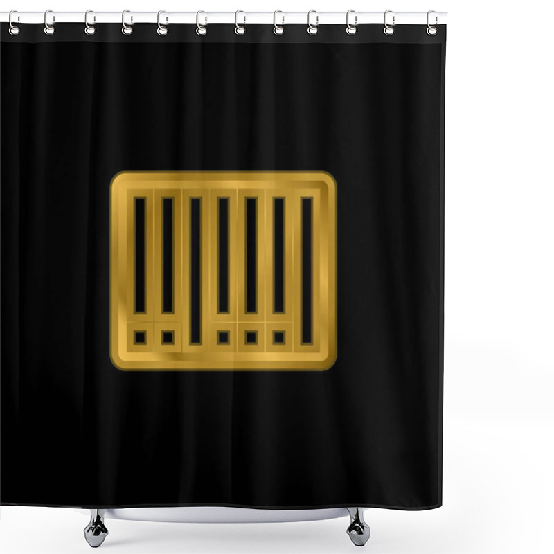 Personality  Barcode Gold Plated Metalic Icon Or Logo Vector Shower Curtains