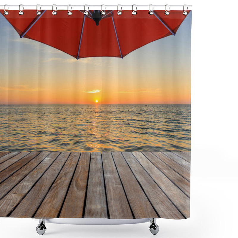 Personality  Wood Decking And Sunset Shower Curtains