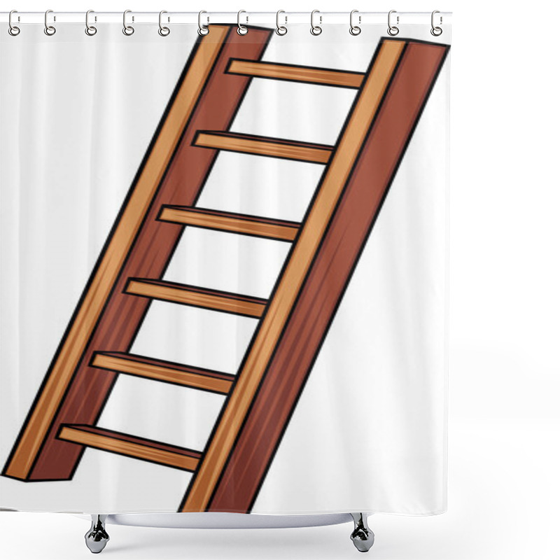 Personality  Illustration Of A Wooden Ladder Shower Curtains