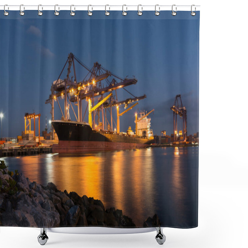 Personality  The Container Ship In Port During Loading Container Into Ship Shower Curtains