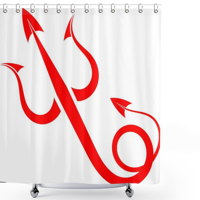 Personality  Red Trident Devil With Tail Shower Curtains