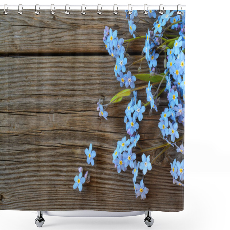 Personality  Forgetmenot Flowers On A Wooden Background Shower Curtains