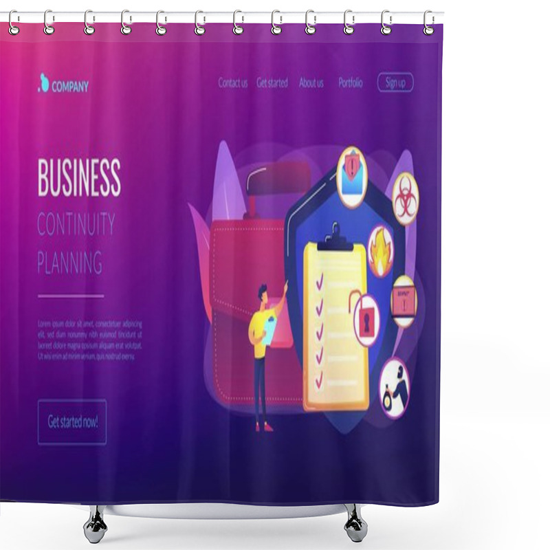 Personality  Business Continuity And Disaster Recovery Concept Landing Page Shower Curtains