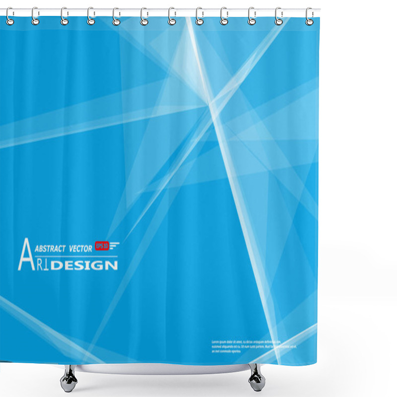 Personality  Abstract Composition, Text Frame Surface, White, Blue Title Sheet, A4 Brochure Issue, Creative Figure, Polygonal Triangle Con, Logo Construction, Banner Form Texture, Flyer Fiber, EPS10 Backdrop Set Shower Curtains