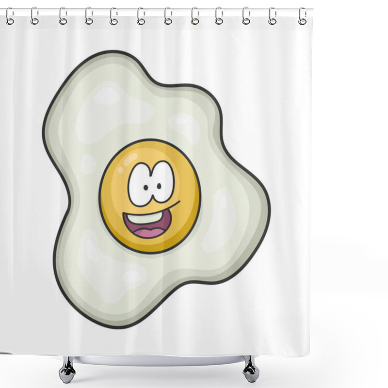 Personality  Happy Smiling Fried Egg Cartoon Illustration Shower Curtains