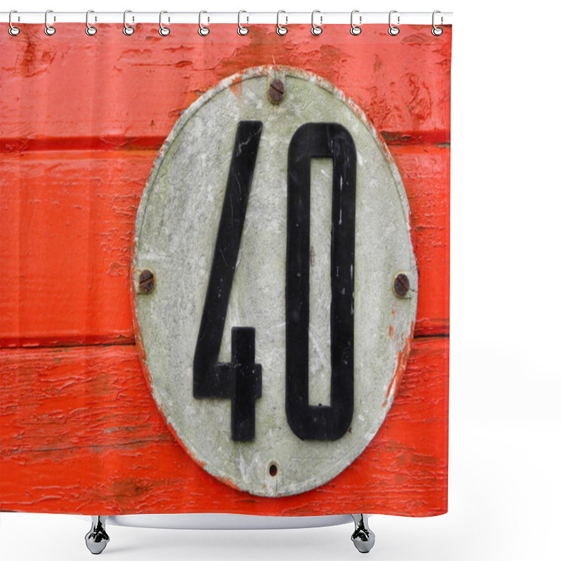 Personality  Number Forty On Orange Wooden Background Shower Curtains