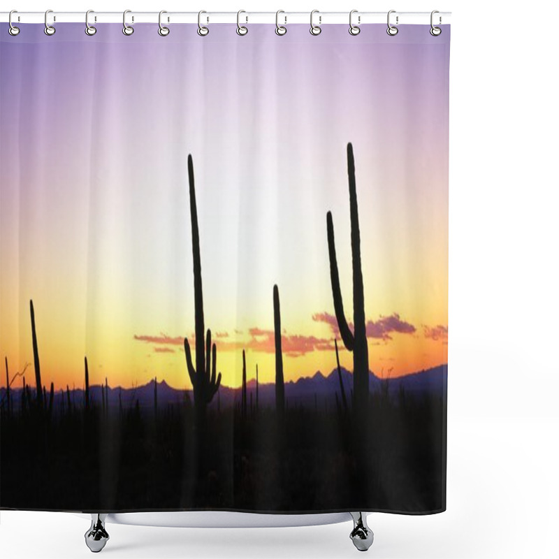 Personality  Saguaro Cacti Silhouettes, Saguaro National Park Shower Curtains