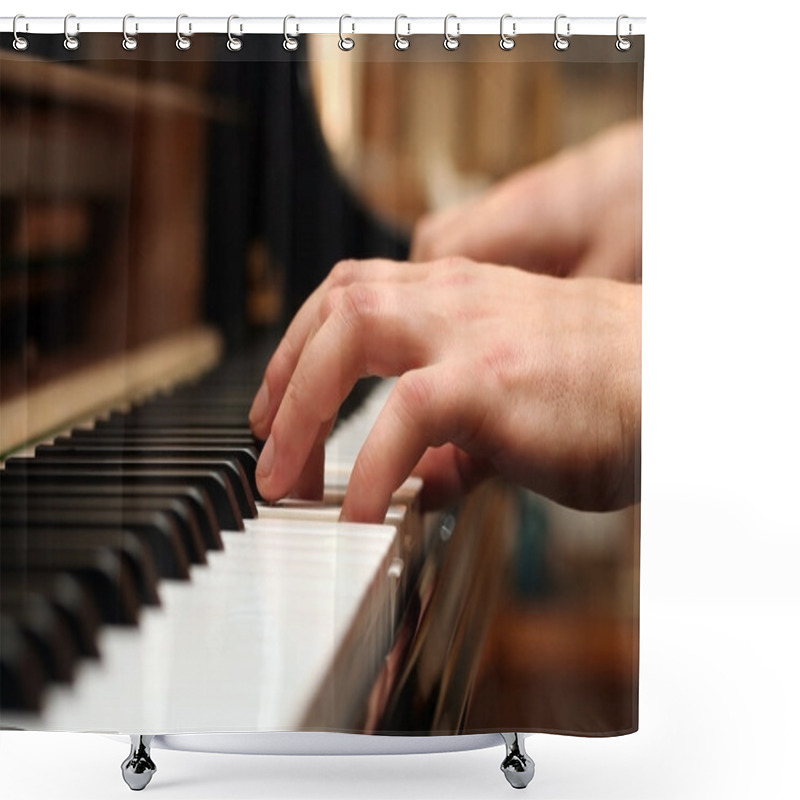 Personality  Hands Of A Piano Playing Guy Shower Curtains