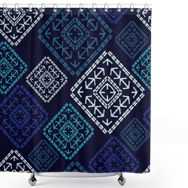 Personality  Ethnic Boho Seamless Pattern. Hand Hatching. Patchwork Texture. Weaving. Traditional Ornament. Tribal Pattern. Folk Motif. Can Be Used For Wallpaper, Textile, Invitation Card, Wrapping, Web Page Background. Shower Curtains