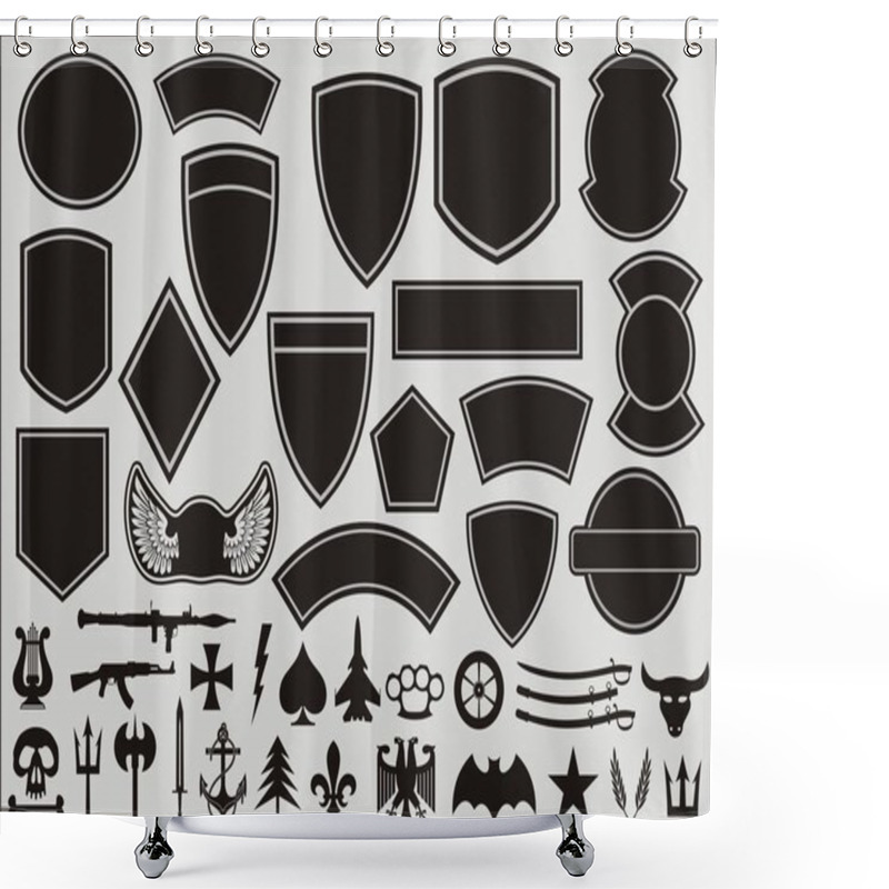 Personality  Set For Designing Of Military Patches Shower Curtains