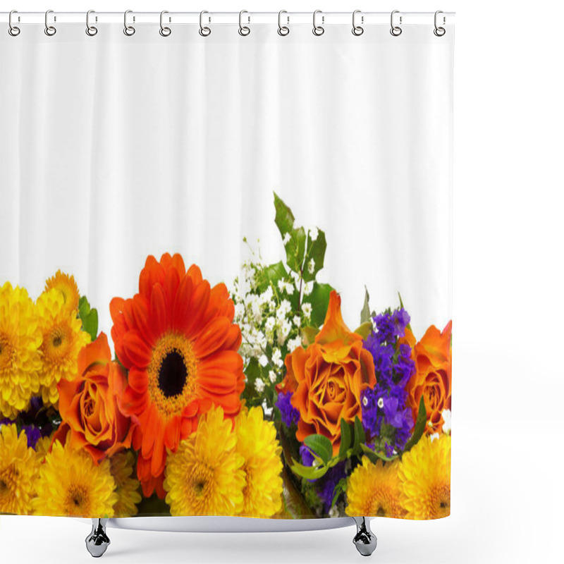 Personality  Floral Decoration Of Roses,statice,gypsophila,chrysanthemum,and Marigolds Shower Curtains