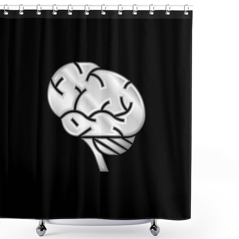 Personality  Brains Silver Plated Metallic Icon Shower Curtains