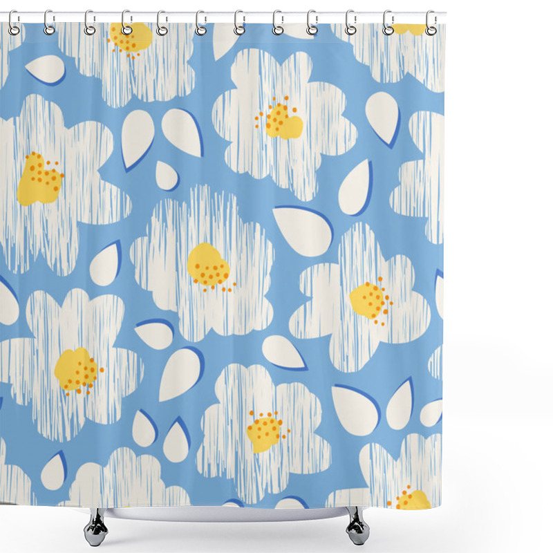 Personality  Seamless Pattern With Hand Drawn Flowers Shower Curtains