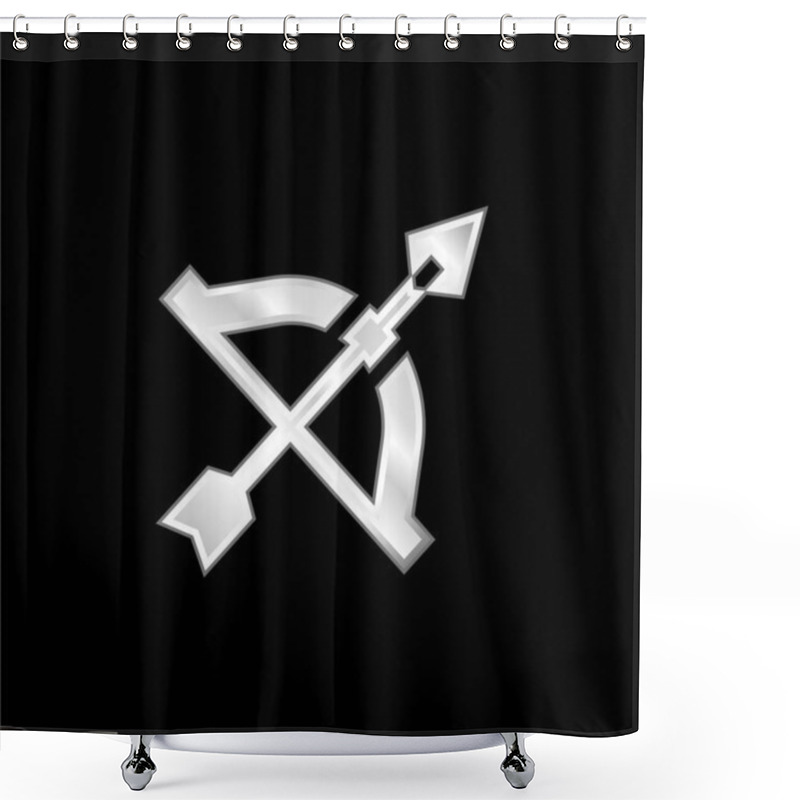 Personality  Bow And Arrow Silver Plated Metallic Icon Shower Curtains