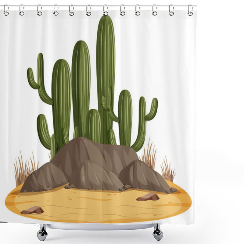 Personality  Isolated Desert Landscape With Cactus   Illustration Shower Curtains