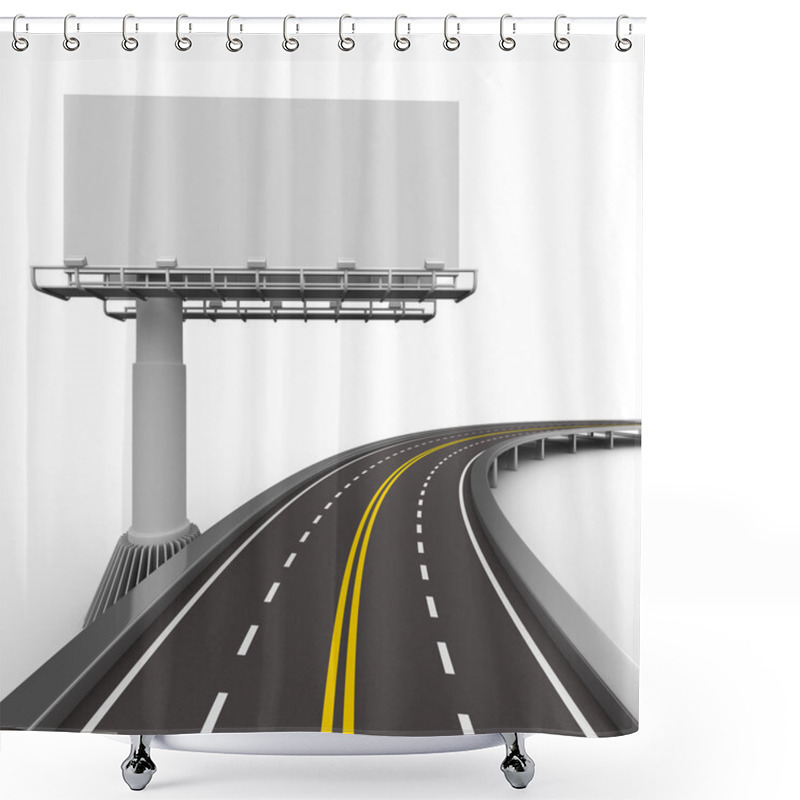 Personality  Asphalted Road With Billboard. Isolated 3D Image Shower Curtains